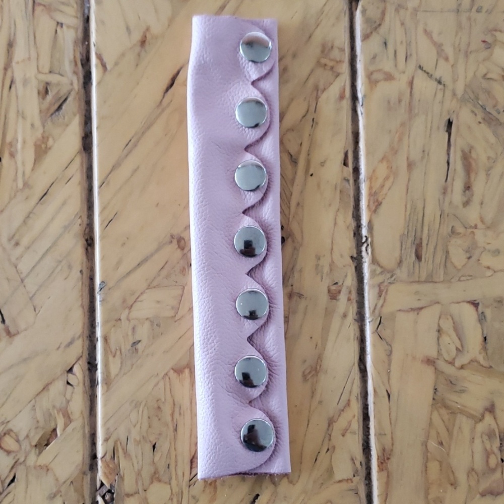 Pink 8" leather Ponytail Holder